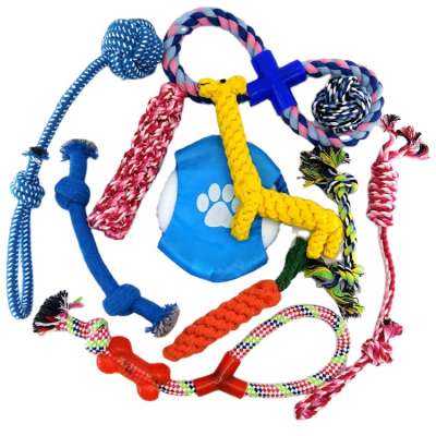 Nibao Fashion 12 Pack Dog Toy Play Sets For Pet  Various LOW MOQ Cheap Rope Dog Chew Toy